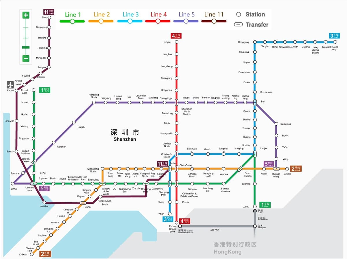 Shenzhen metro kartta 2016